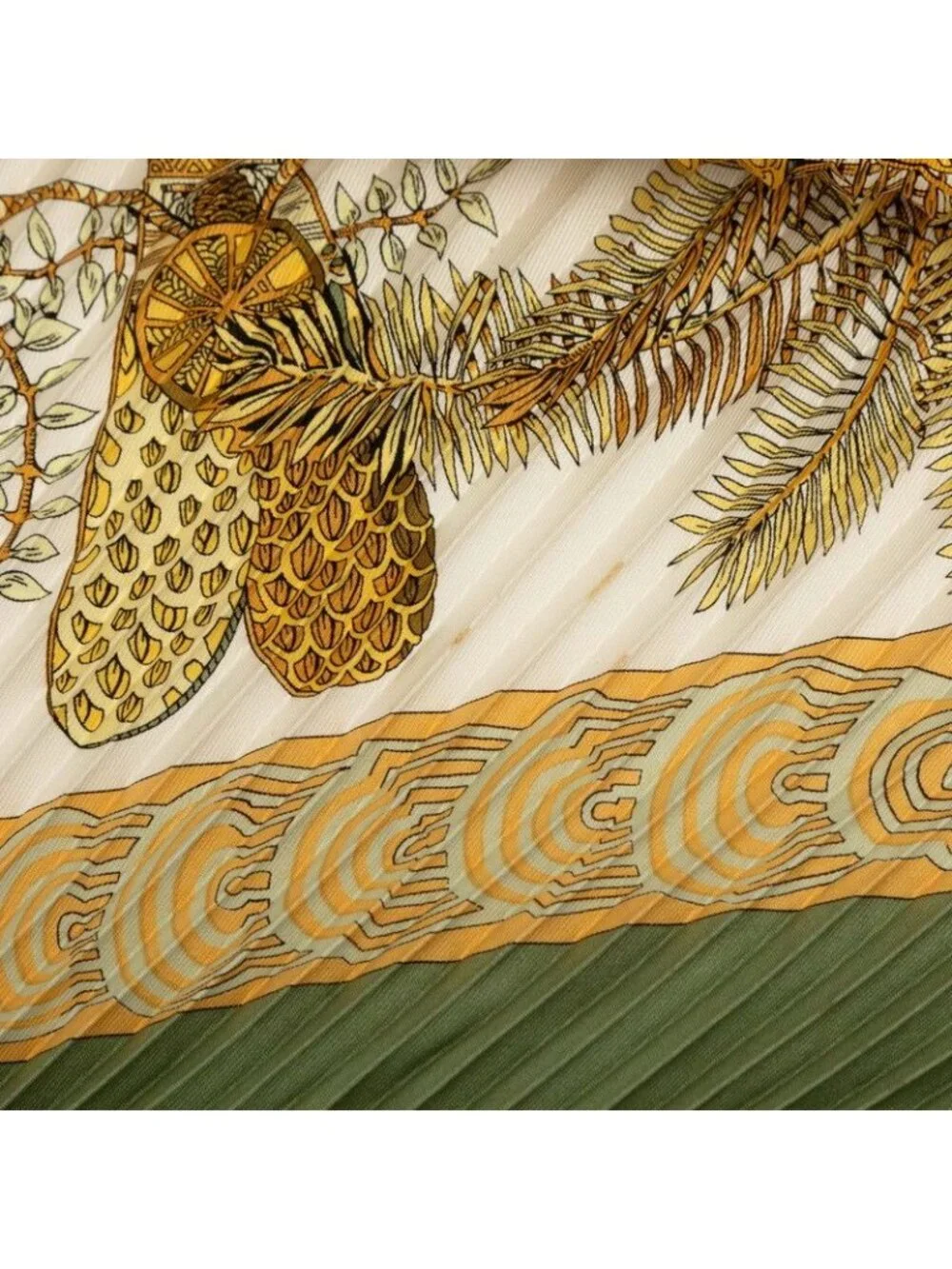Hermes Carre 90 Pleated les Legendes de L'arbre Wood Legend Scarf Large